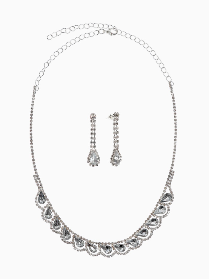 Набор 2 предмета: серьги, колье «Листопад», капли, белый в серебре, 45 см - Фото 1