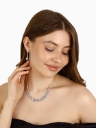 Набор 2 предмета: серьги, колье "Листопад" капли, цвет белый в серебре - фото 809467030