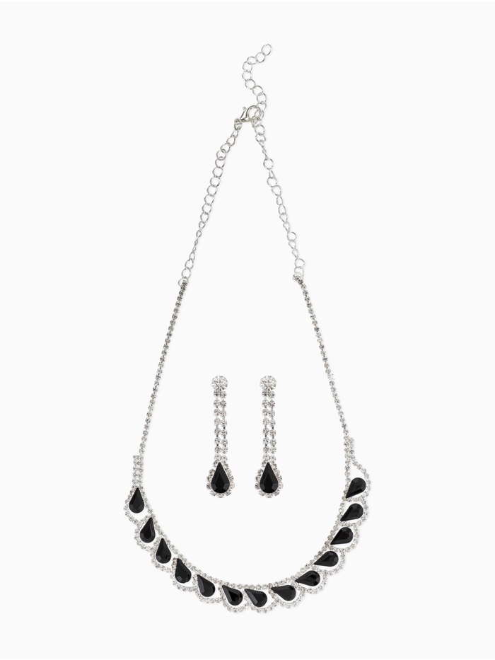 Набор 2 предмета: серьги, колье «Листопад» капли, чёрно-белый в серебре, 45 см - Фото 1