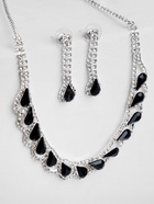 Набор 2 предмета: серьги, колье «Листопад» капли, цвет чёрно-белый в серебре, 45 см - фото 61869090