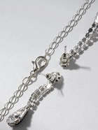 Набор 2 предмета: серьги, колье «Листопад» капли, цвет чёрно-белый в серебре, 45 см - фото 61869091