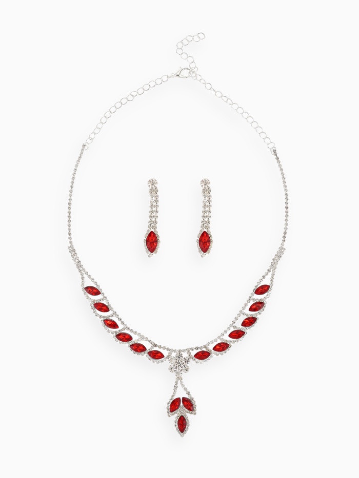 Набор 2 предмета: серьги, колье «Листопад» ромб, цвет красно-белый в серебре, 45 см - Фото 1