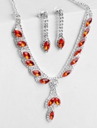 Набор 2 предмета: серьги, колье «Листопад» ромб, цвет красно-белый в серебре, 45 см 4994094