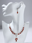 Набор 2 предмета: серьги, колье «Листопад» ромб, цвет красно-белый в серебре, 45 см - Фото 8