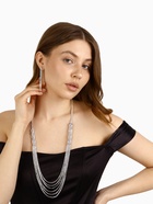 Набор 2 предмета: серьги, колье «Лёд» косичка, 80 см, цвет белый в серебре, 80 см - Фото 1