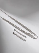 Набор 2 предмета: серьги, колье «Лёд» косичка, 80 см, цвет белый в серебре, 80 см - Фото 3