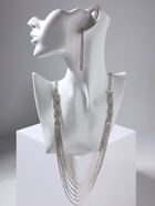 Набор 2 предмета: серьги, колье «Лёд» косичка, 80 см, цвет белый в серебре, 80 см - Фото 5