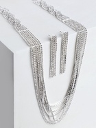 Набор 2 предмета: серьги, колье «Лёд» косичка, 80 см, цвет белый в серебре, 80 см - Фото 2