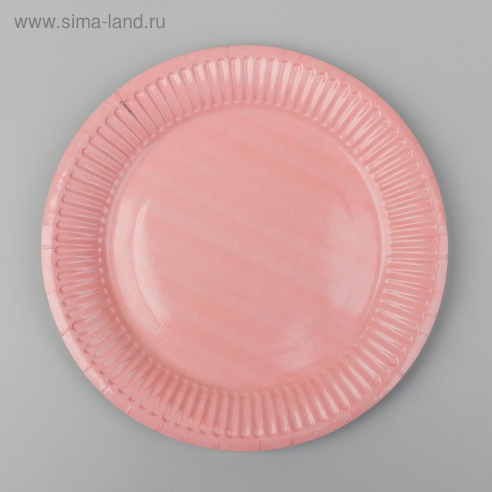 Тарелка бумажная, однотонная, цвет бледно-розовый - Фото 1