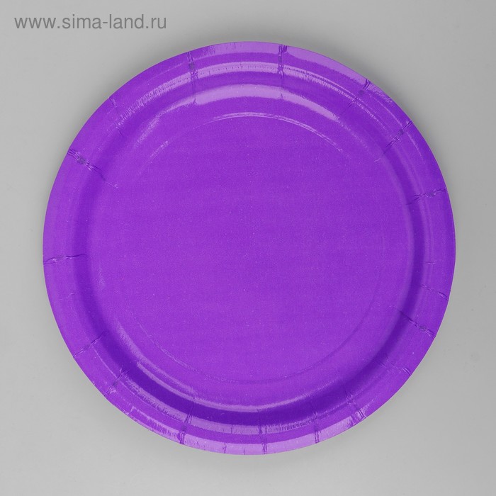 Тарелка бумажная, однотонная, цвет фиолетовый - Фото 1
