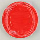 Тарелка одноразовая бумажная однотонная, цвет красный - Фото 4