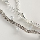 Браслет со стразами «Амелия» лепестки на толстой нити, цвет белый в серебре, 23 см - Фото 3