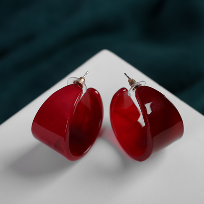 Серьги-кольца «Романтика», цвет красный