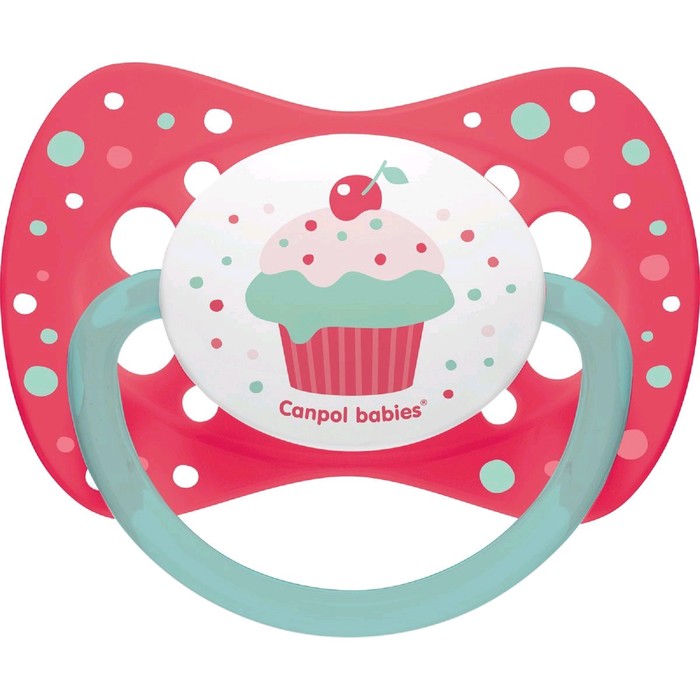 Пустышка силиконовая Canpol babies Cupcake, симметричная, от 18 месяцев, цвет розовый