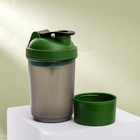Шейкер спортивный с чашей под протеин, серо-зелёный, 500 мл - Фото 3