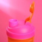 Шейкер спортивный с чашей под протеин, орнанжево-розовый, 500 мл - Фото 7