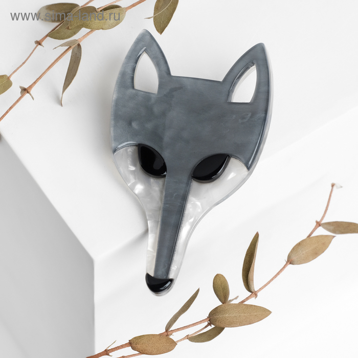 Брошь «Волк», цвет серый - Фото 1