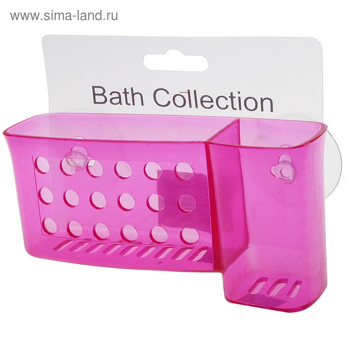Держатель двойной для зубных щеток на присосках "Double Care Bath Collection", малиновый - Фото 1