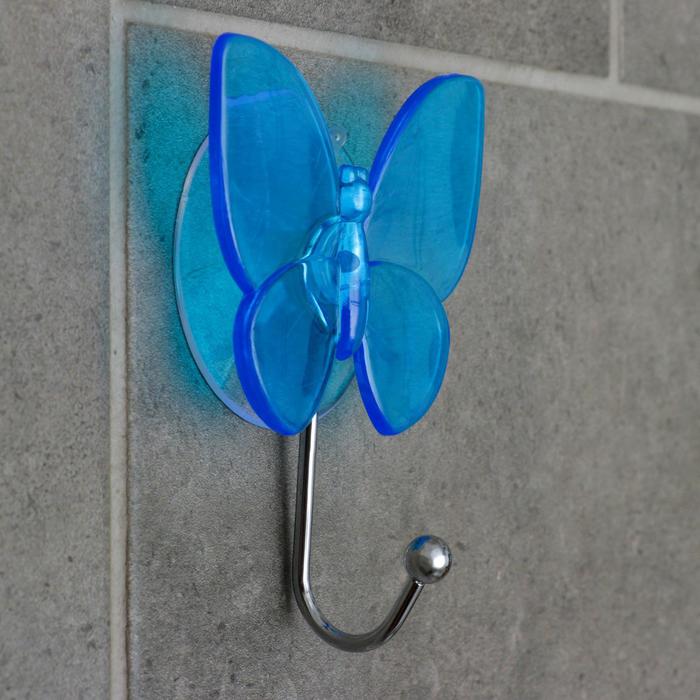 Крючок на вакуумной присоске «Бабочка», цвет МИКС - Фото 1