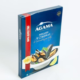 Мидии в створках AGAMA в/м в собственном соку 450г Агама Истра 8028274