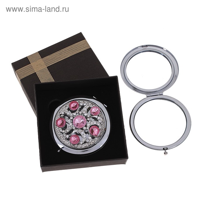 Зеркало складное, круглое, с двукратным увеличением, двустороннее, d=7см, разноцветное - Фото 1