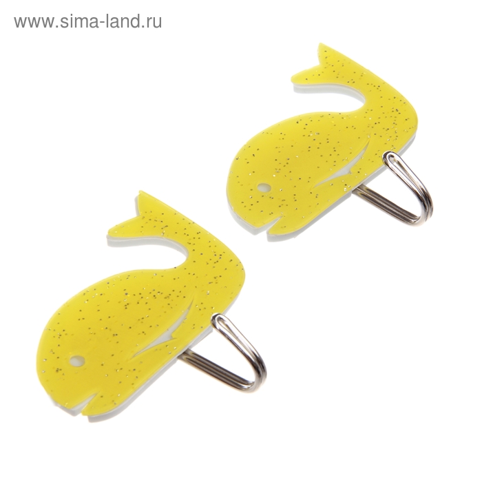 Крючки самоклеящиеся «Кит», 2 шт, цвет жёлтый - Фото 1