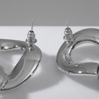 Серьги металл «Цепь» плоские звенья, цвет серебро - Фото 2