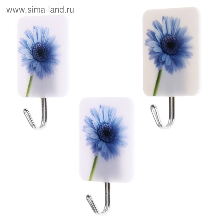 Крючки самоклеящиеся «Гербера», 3 шт, цвет белый - Фото 1