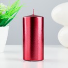 Свеча - цилиндр парафиновая, лакированная, красный металлик, 5,6×12 см - фото 8992435