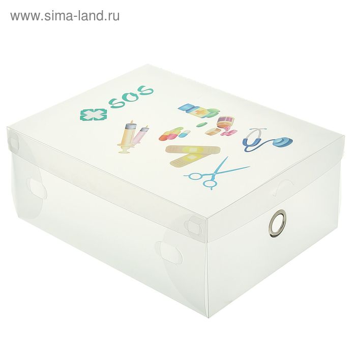 Короб для хранения 32,5х24,5х13 см "Аптечка" цвет белый - Фото 1