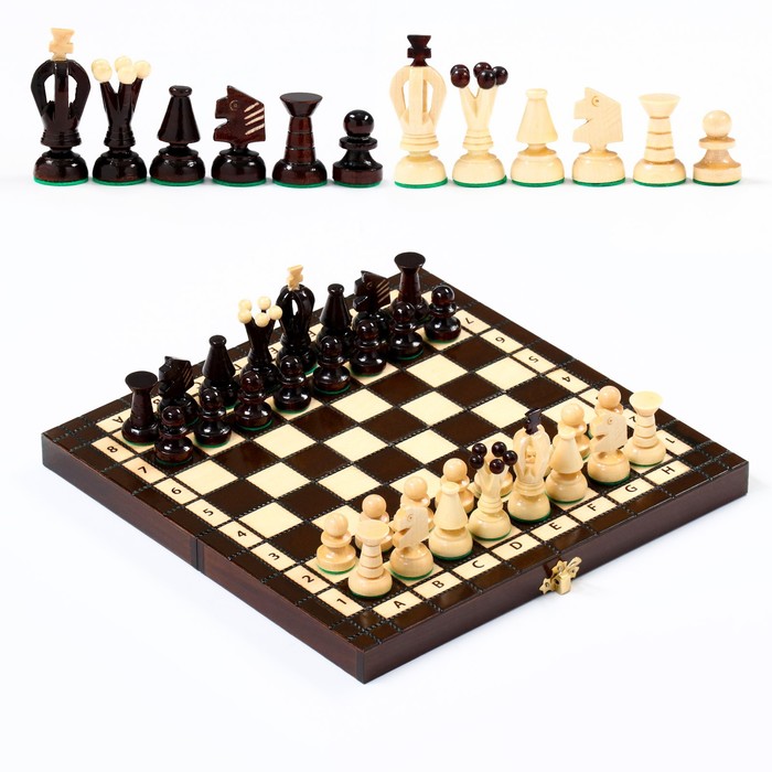 Шахматы польские Madon "Королевские", 28 х 28 см, король h=6 см, пешка h-3 см - Фото 1