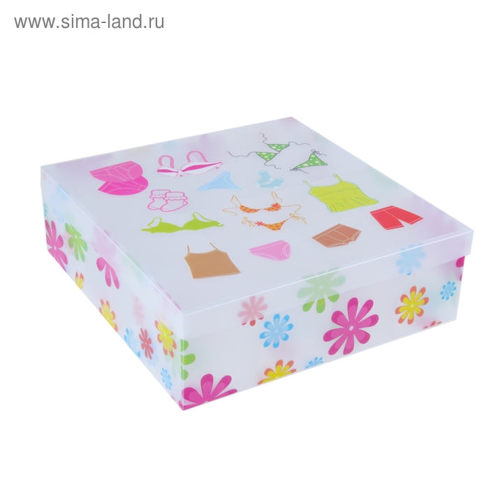 Короб для хранения 16 ячеек с крышкой 30х30х10 см "Белье" цвет белый - Фото 1