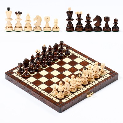 Шахматы польские деревянные большие Madon "Изумруд", 28 х 28 см, король h-6.5 см