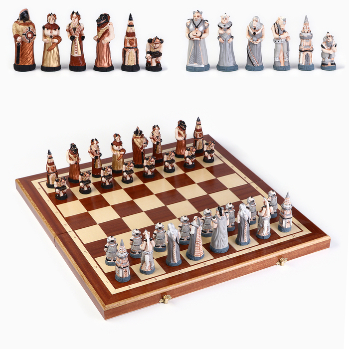 Шахматы польские Madon "Мраморные", 55.5 х 55.5 см, король h-10.5 см, пешка h-7 см - Фото 1