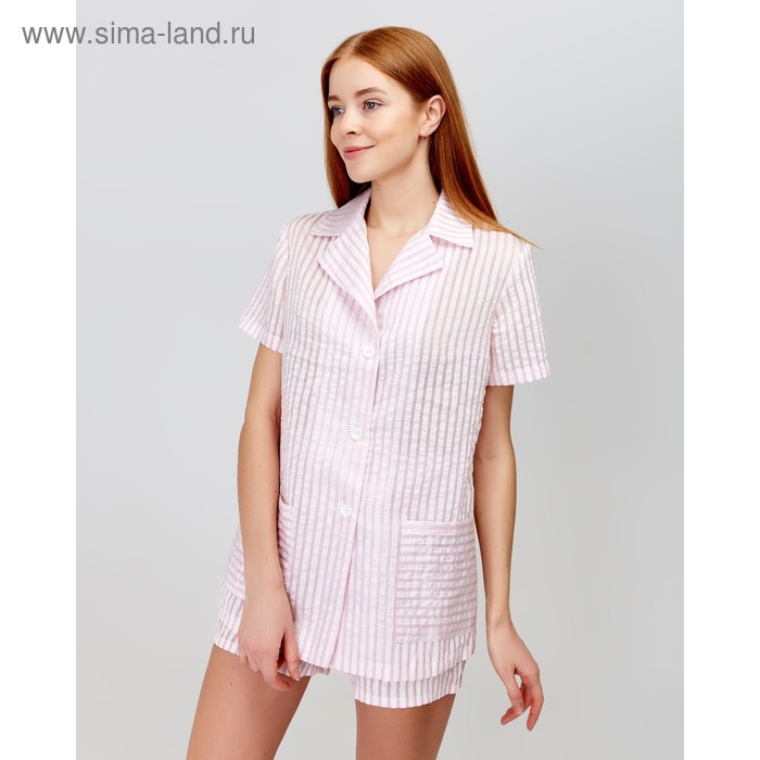 Рубашка с коротким рукавом женская MINAKU: Light touch цвет розовый, р-р 52