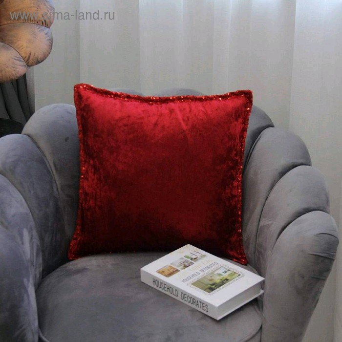Наволочка декоративная «Клаудия», размер 45х45 см, цвет бордо - Фото 1