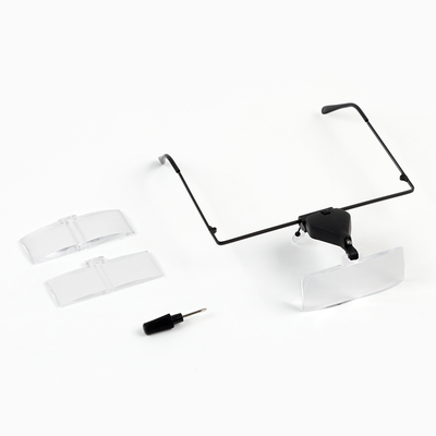 Лупа налобная 1.5х, 2.5х, 3.5х бинокулярная, с подсветкой 3 линзы в комплекте