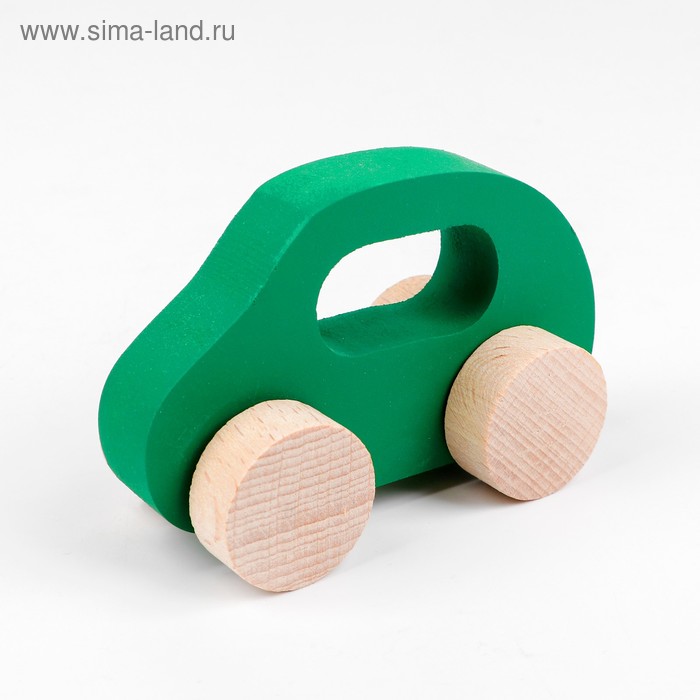Каталка- Машинка деревянная, зелёная - Фото 1