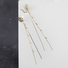 Серьги висячие со стразами «Чувства» бабочки, цвет белый в золоте - фото 25562554