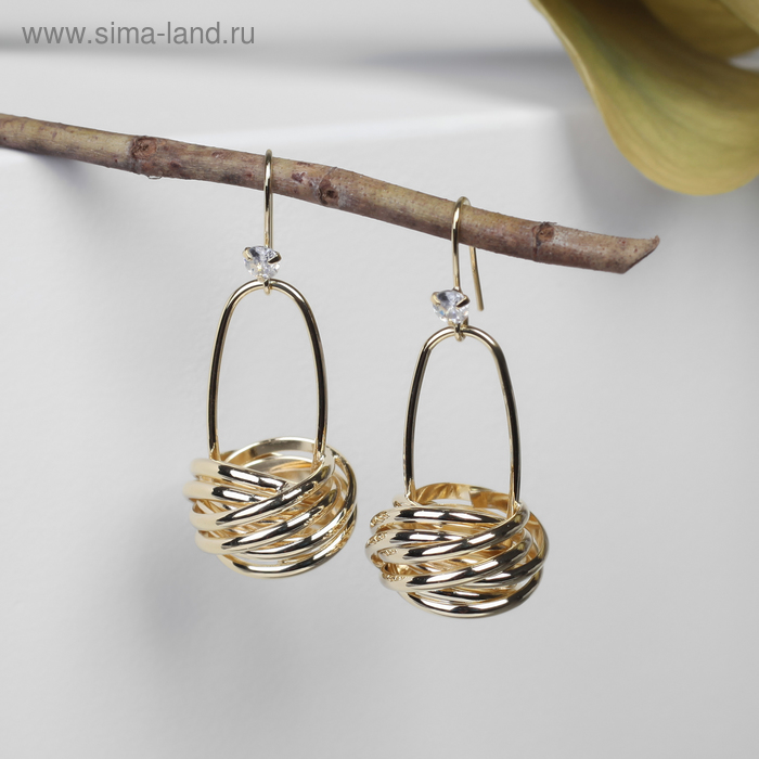 

Серьги металл «Лофт» корзинка, цвет золото