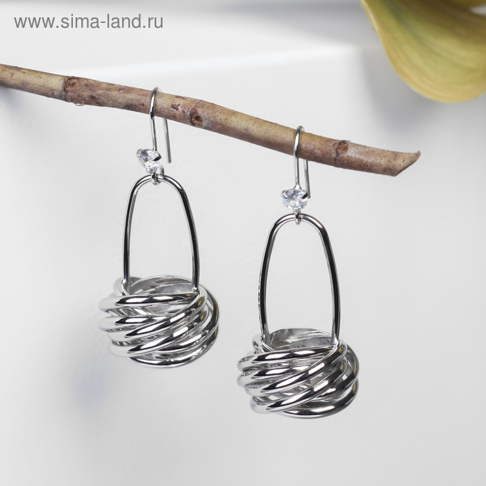 

Серьги металл «Лофт» корзинка, цвет серебро