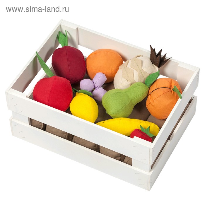Набор фруктов в ящике, 10 предметов, с карточками - Фото 1