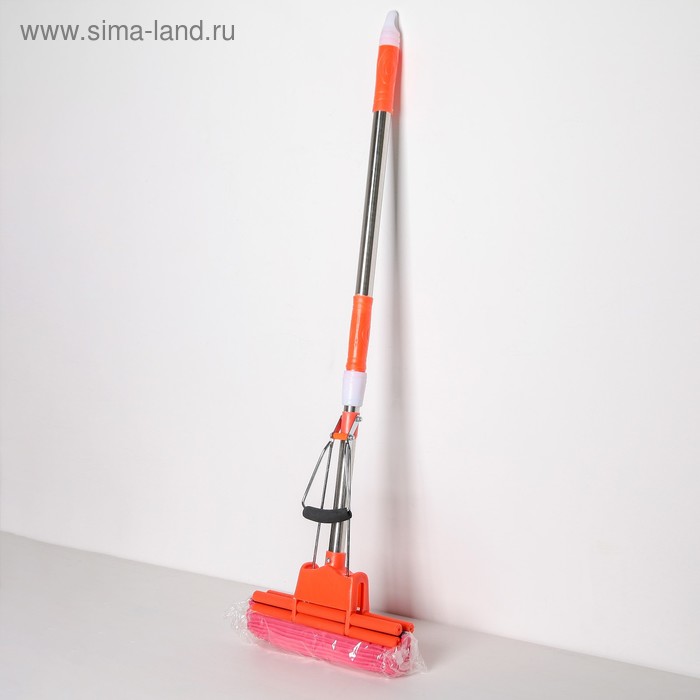 Швабра для мытья пола с двойным роликовым отжимом Доляна, насадка ПВА 27×6 см, телескопическая ручка 96-123 см, цвет МИКС - Фото 1