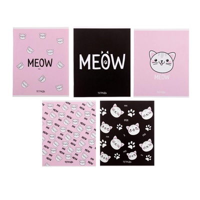Тетрадь 48 листов в клетку, Calligrata Meow, МИКС