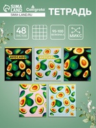 Тетрадь 48 листов в клетку, Calligrata «Авокадо», белые листы, МИКС - Фото 1