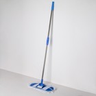 Швабра для мытья пола плоская Доляна, насадка х/б 36×12 см, телескопическая стальная ручка 81-122 см, цвет синий - Фото 2