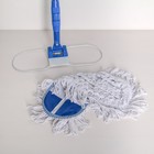 Швабра для мытья пола плоская Доляна, насадка х/б 36×12 см, телескопическая стальная ручка 81-122 см, цвет синий - Фото 3