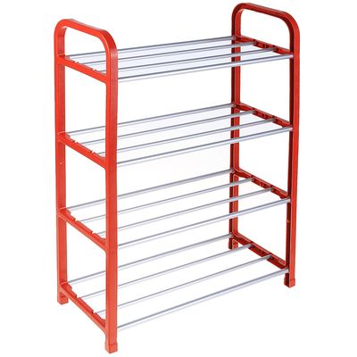 Обувница Доляна, 4 яруса, 42×19×60 см, цвет красный