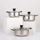 УЦЕНКА Набор посуды, 3 предмета: кастрюли 16/18/20 см со стеклянными крышками, индукция - Фото 1