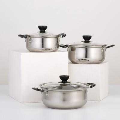 УЦЕНКА Набор посуды, 3 предмета: кастрюли 16/18/20 см со стеклянными крышками, индукция